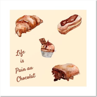 Life Is Pain Au Chocolat Stickers Pack Posters and Art